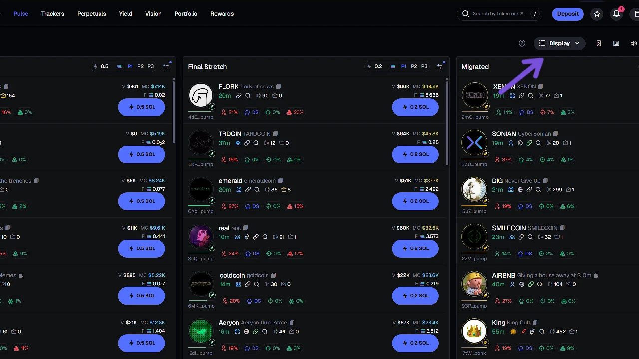 Change Display Information on New Pairs on Axiom Trade