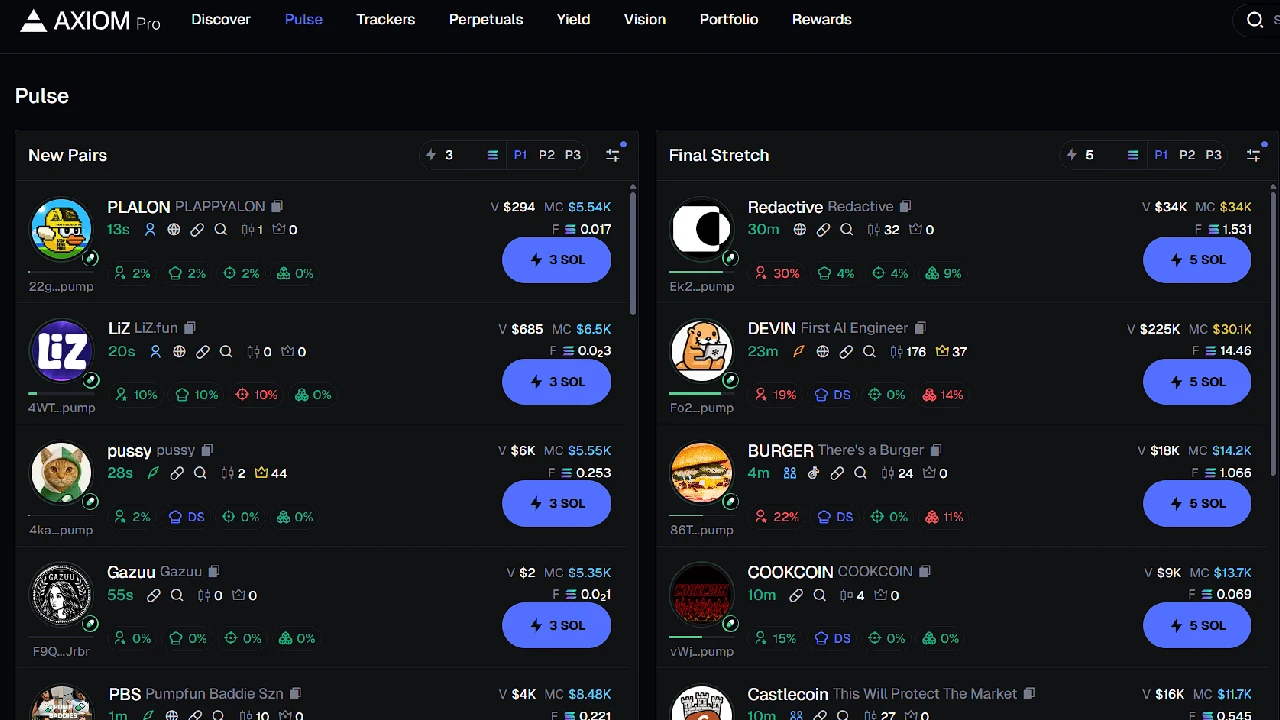 Coins on Axiom Trade