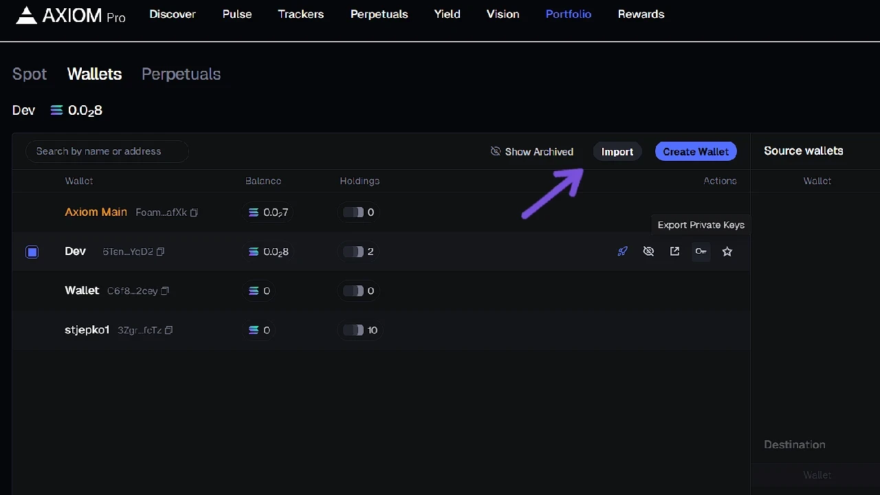 Importing a Private Key on Axiom Trade