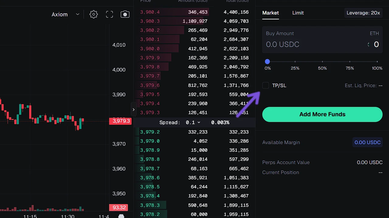 TP/SL on Perpetuals Axiom Trade