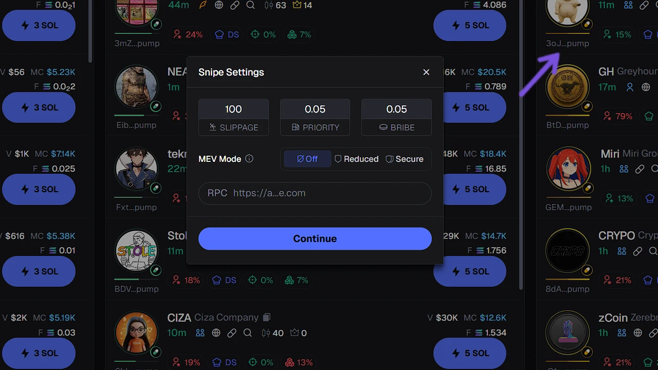 Sniper Fees on Axiom Trade
