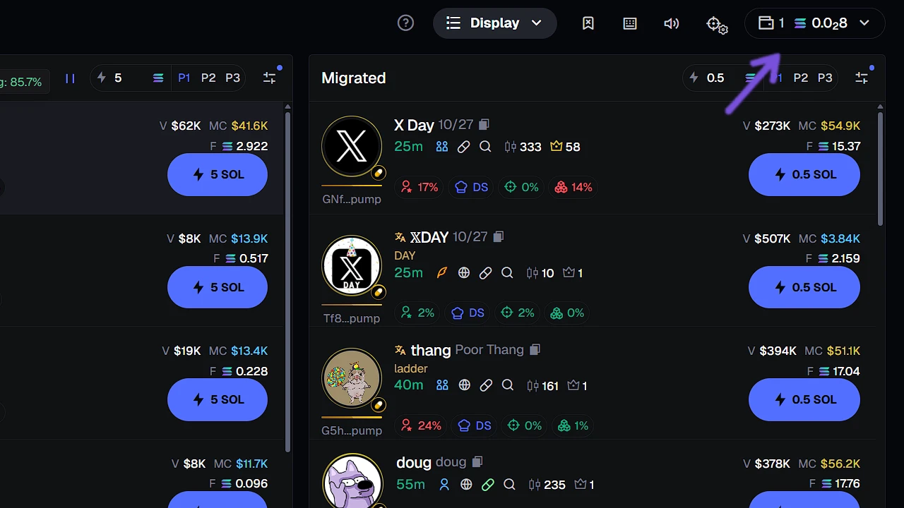 change wallet quick buy